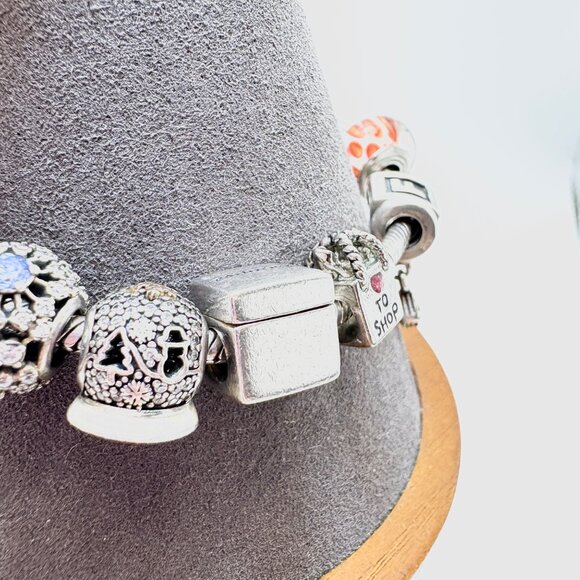 Pandora ALE Sterling Silver 925 Assorted Charms CZ Charm Bracelet 7.5" Length - Picture 3 of 16